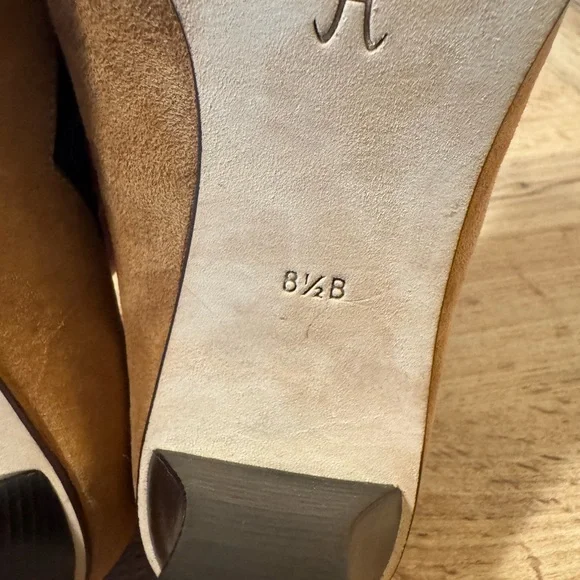 Cole Haan Lorenza Two-Tone Suede Scalloped Peep-Toe Pumps Size 8.5 - Picture 8 of 11